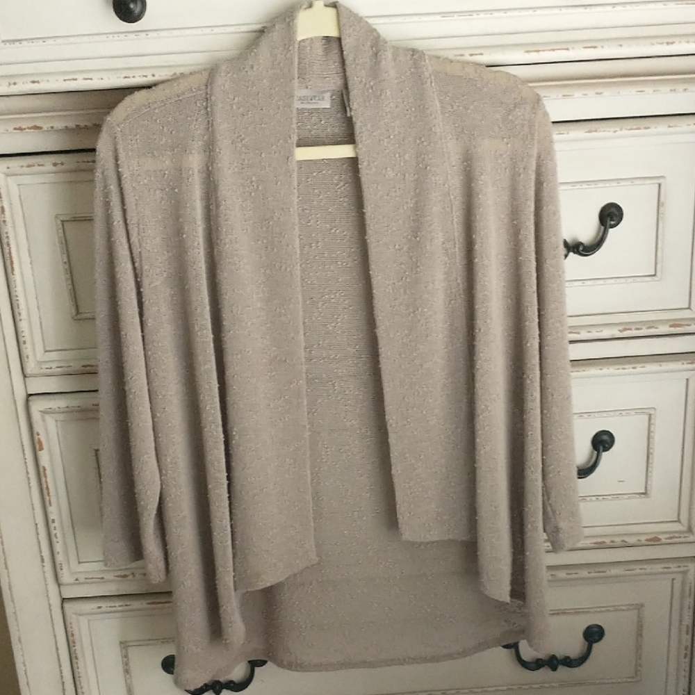 Chico's Tan Cardigan Sweater with Waterfall Front